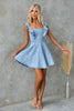 Women Denim Mini Dress Ruffle Sleeveless Blue Jean Dress
