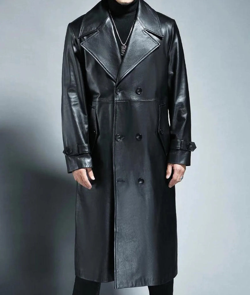 men's tall long leather coats