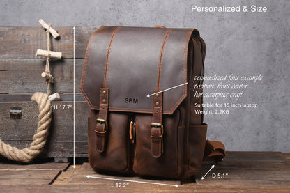 Real Leather Backpack Laptop Bag