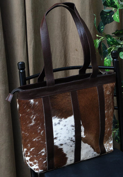 Dark Cowhide Leather Large Shoulder Bag