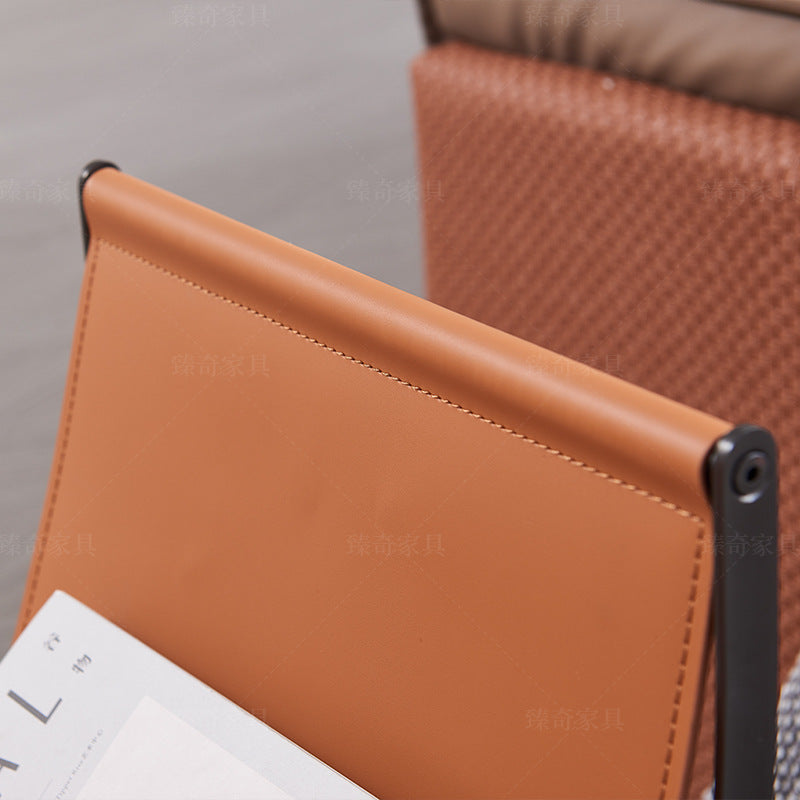 Saddle leather u shaped magazine side table