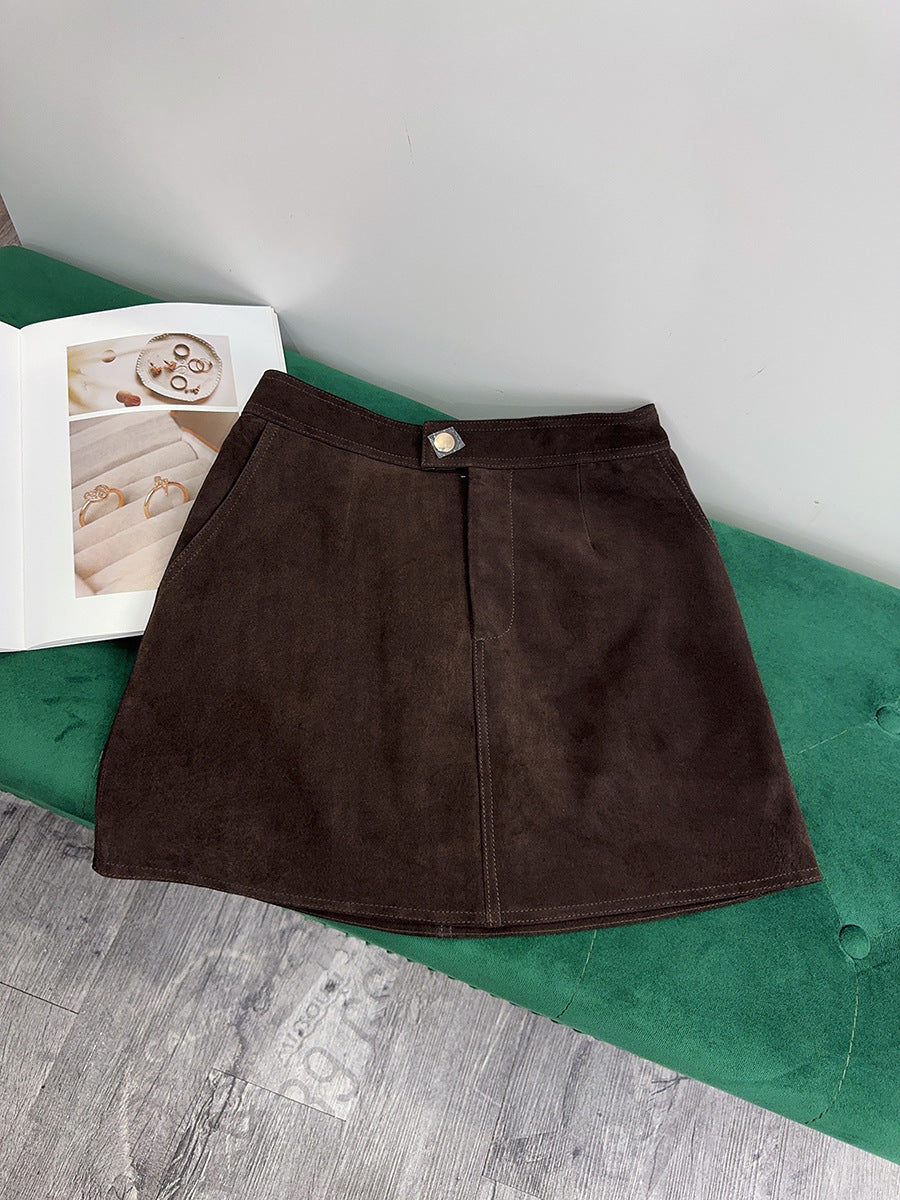 Women’s Leather Suede Mini Skirt A-Line