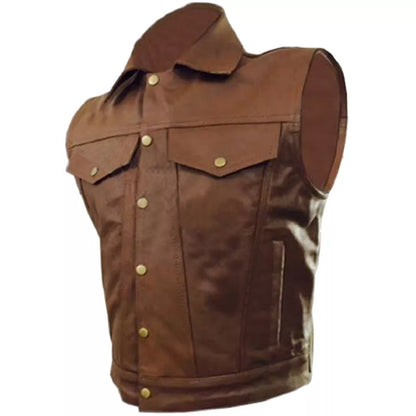 leather motorcycle vest waistcoat