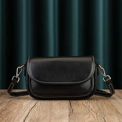 Real Leather Shoulder Crossbody Bag With Zipper Compartments