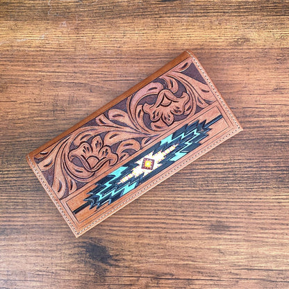 Hand Tooled Engraved Wallet Bifold