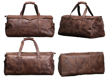 Genuine Leather Duffle Overnight Bag