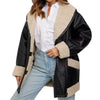 Shearling Leather Black Bomber Jacket for Women