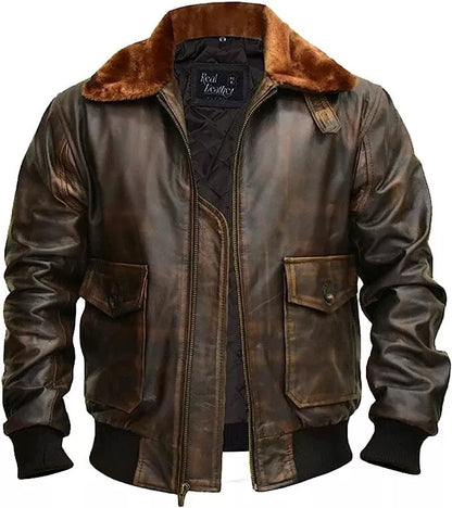 Genuine Leather Shearling Fur Men's Jacket