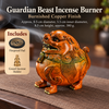 Incense Burner in Antique Brass Lion Design with Sculpted Lid