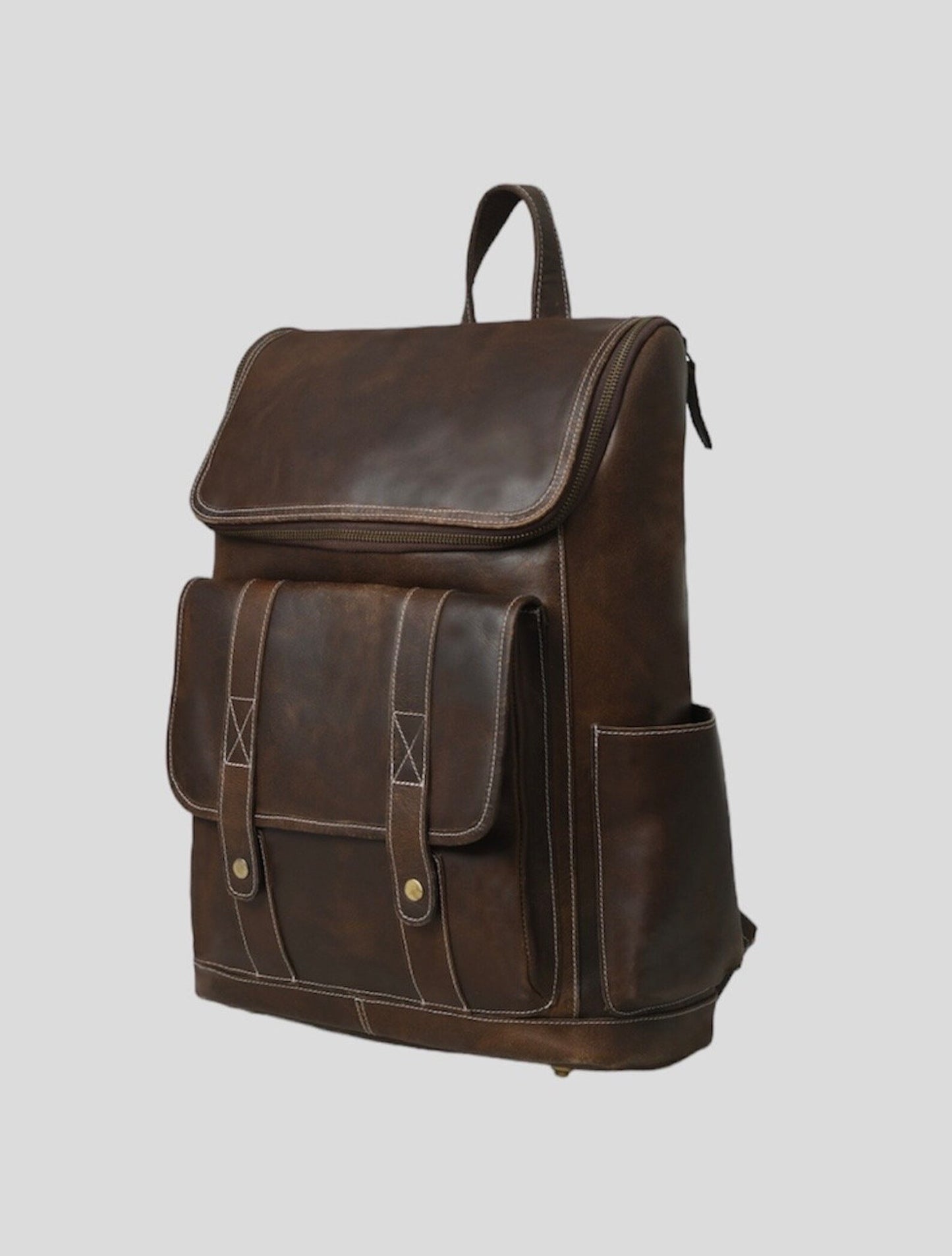 Vintage Leather Office Backpack Retro Style