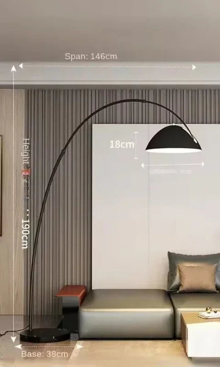 Modern curved arc floor lamp for living rooms B- Large size-black