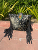 Tooled Leather Metallic Cowhide Tote Bag