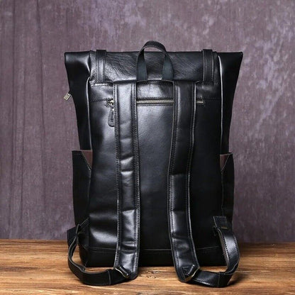 Large Cowhide Leather School Office Backpack