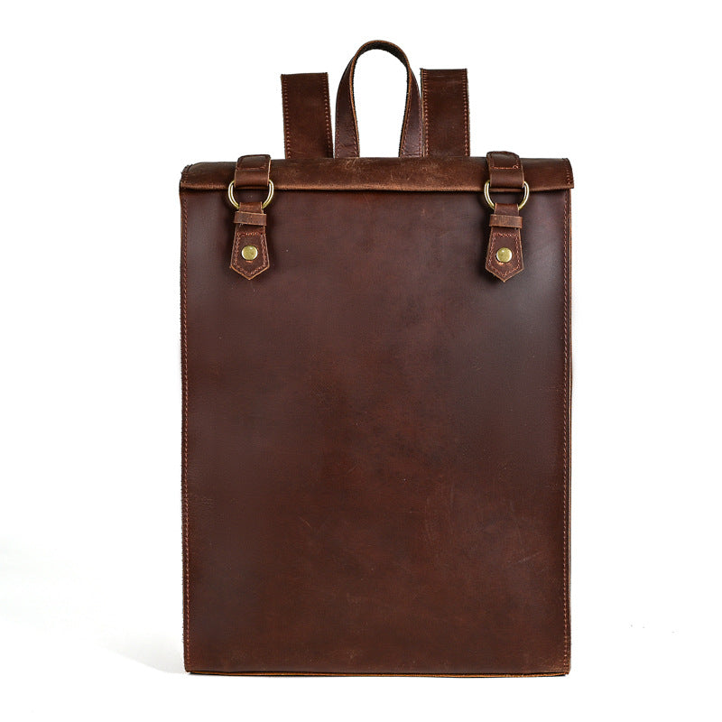 Vintage Crazy Horse Leather Backpack Men Women