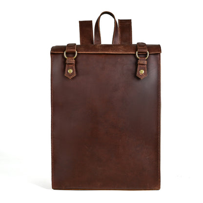 Vintage Crazy Horse Leather Backpack Men Women