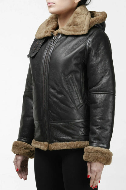 womens leather jacket with real fur