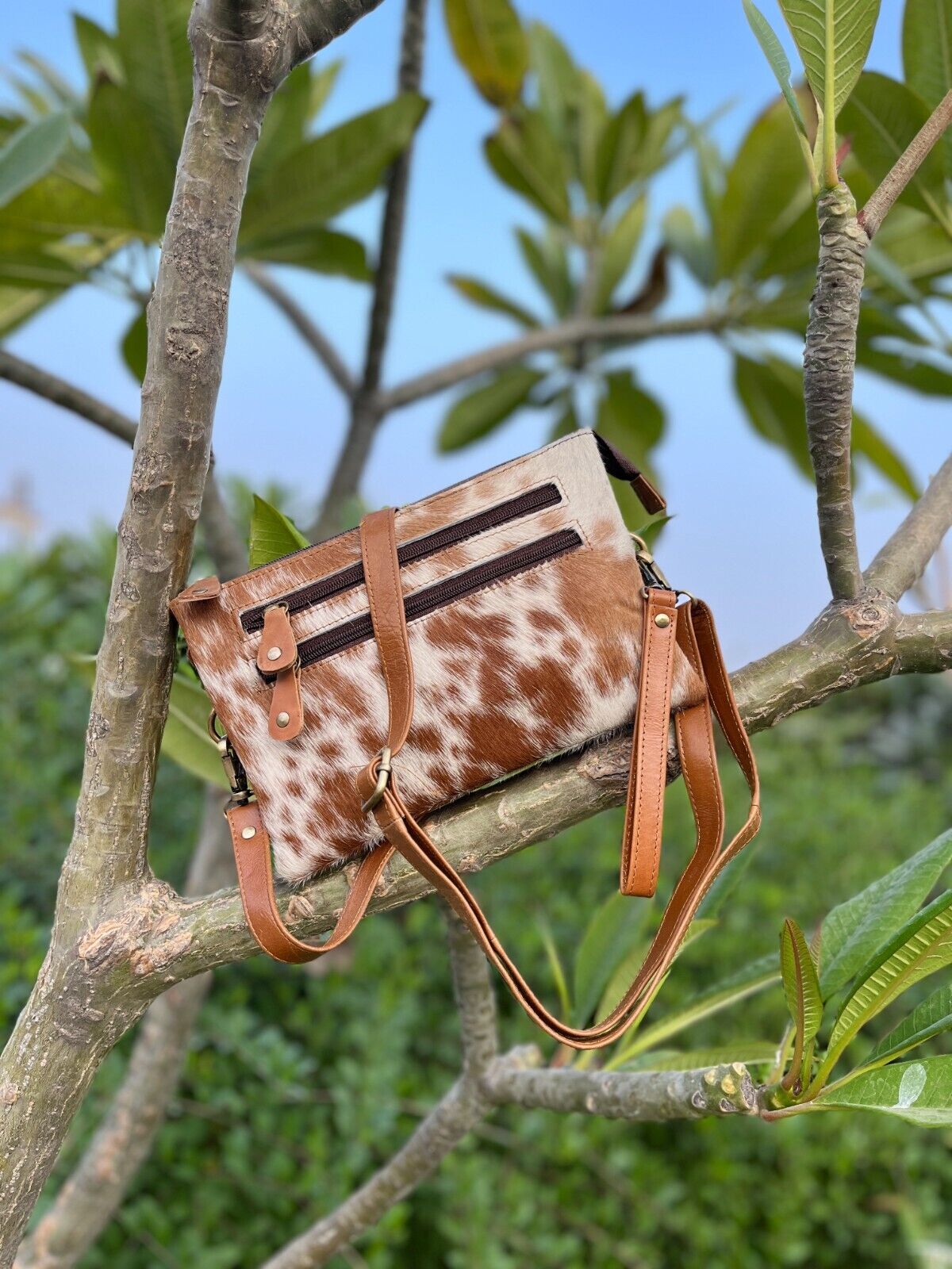 Exotic Cowhide Sling Purse