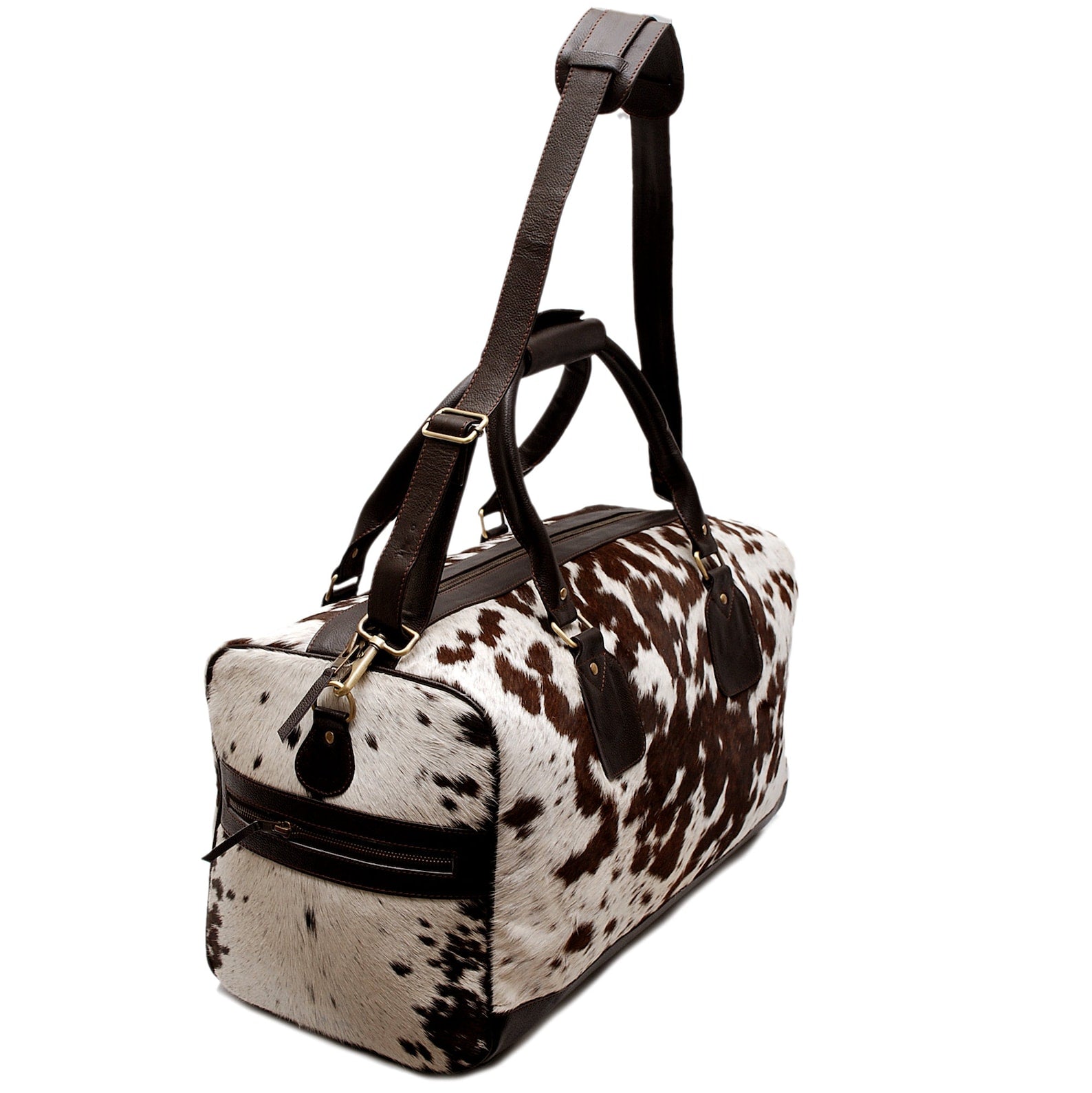 Add sophistication to any outfit with a cowhide bag