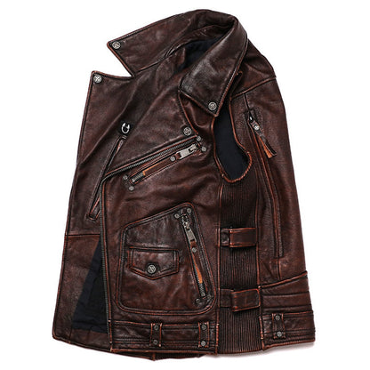 Men's Brown Genuine Cowhide Leather Vest