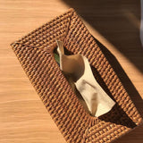 Rectangular wicker rattan tissue box