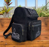 black suede laptop backpack purse