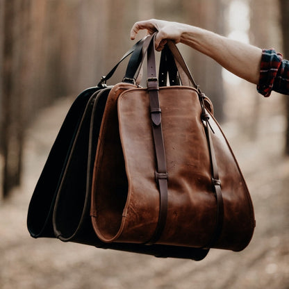 Leather wood carrier Leather log holder