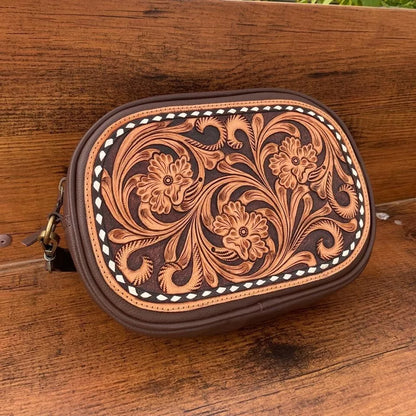 Tooled Leather Crossbody Sling Cowgirl Purse