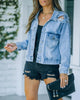 Light Blue Washed Denim Jacket with Tassel