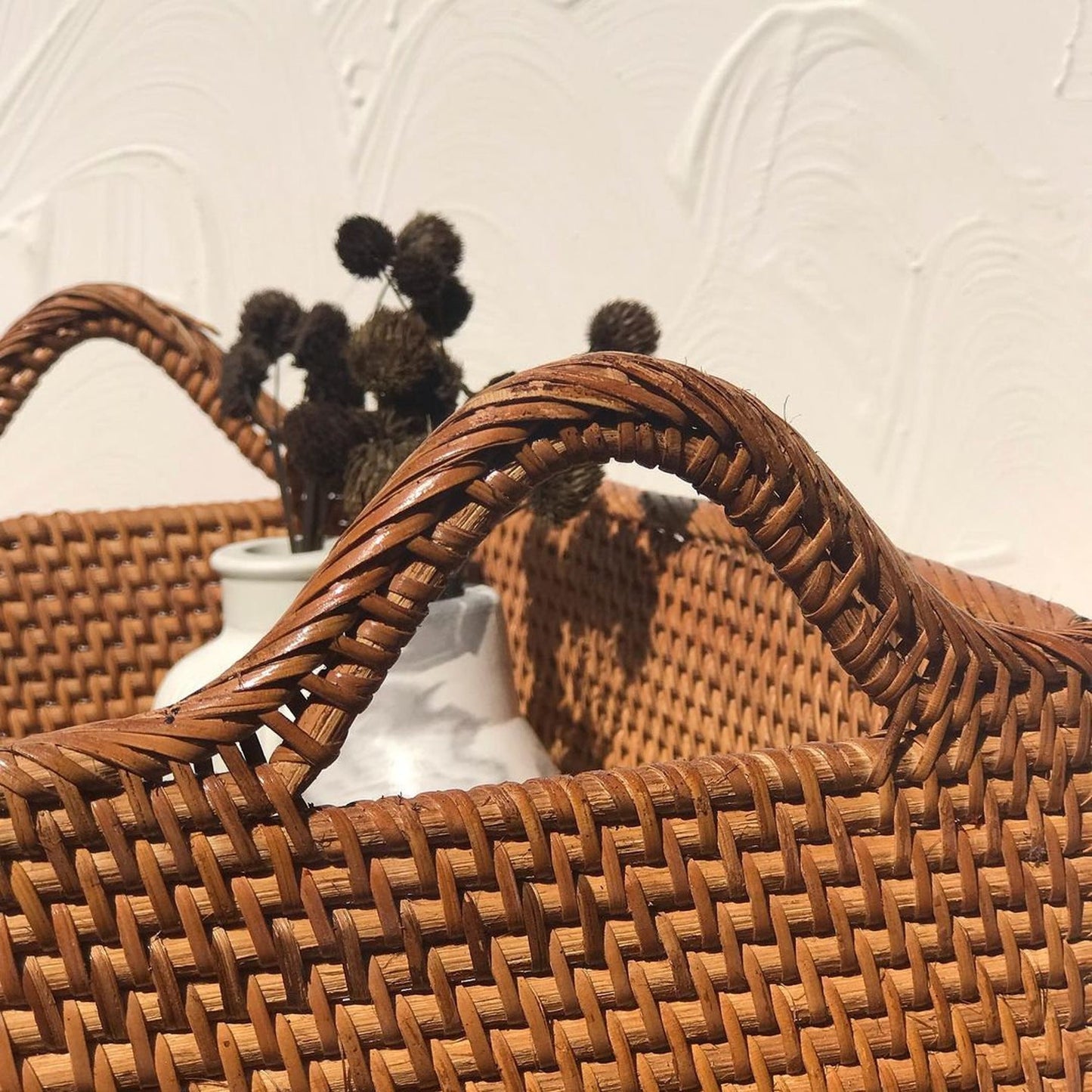 Natural Rattan Storage Basket With Handle