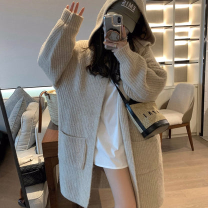 Hooded Cardigan Women's Mid-Length