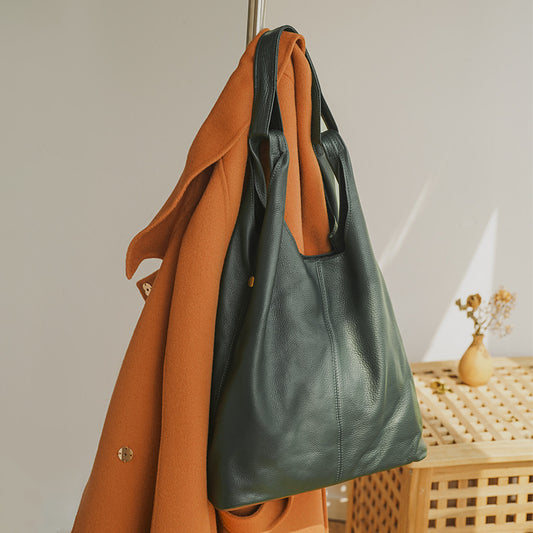 Genuine Leather Office Tote Handbag with Large Capacity