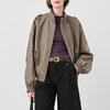 Women Leather Oversized Jacket Retro Stand Collar Motorcycle Coat