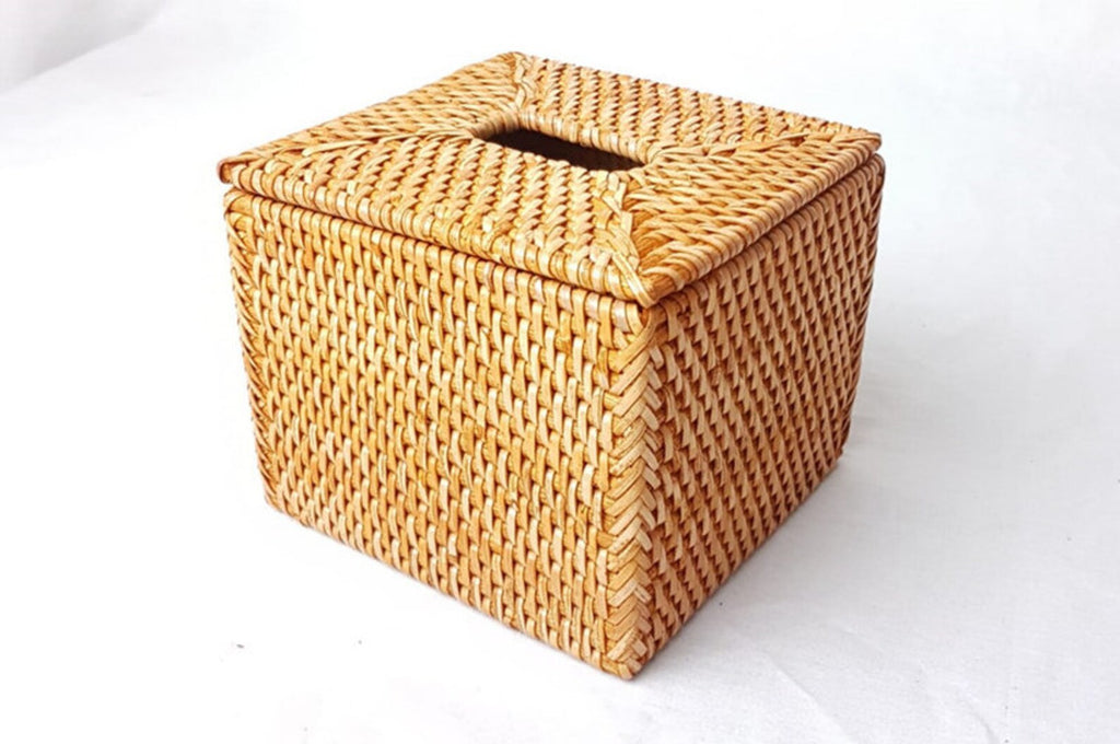 Rattan Square Tissue Box