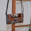 Cowhide Clutch Crossbody Bag With Tooled Leather