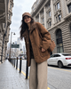 Women's Fur Coat Reversible Lambswool Style in Brown Sheep Wool