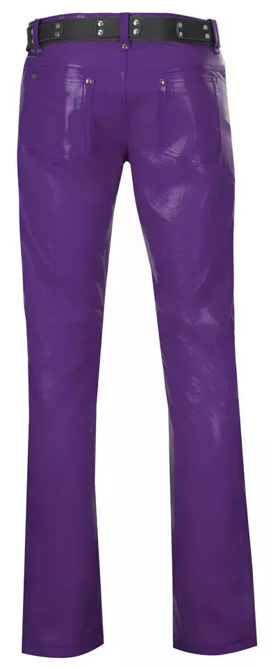 leather pants for men purple