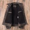 Men Distressed Cowhide Leather Trucker Jacket