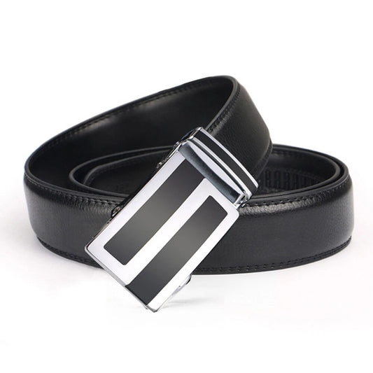 Wide Real Black Leather Belt for Men