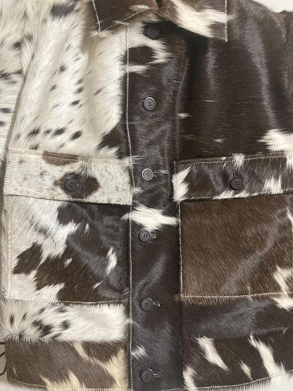 Hair On Cow Fur Jacket Brown Black White