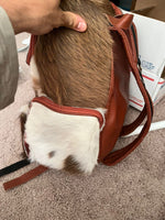 Brown White Cowhide Fur Backpack