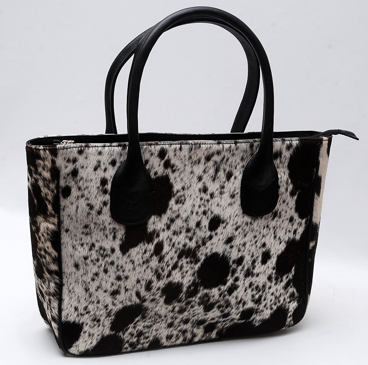 New Hair On Cowhide Black White Tote Purse