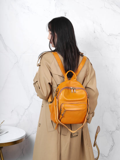 Real leather backpack for women