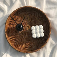 Brown Round Rattan Decorative Tray