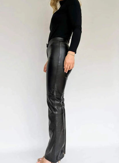Women's Real Leather Cigarette Pants