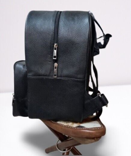 Real Cowhide Black Leather Backpack