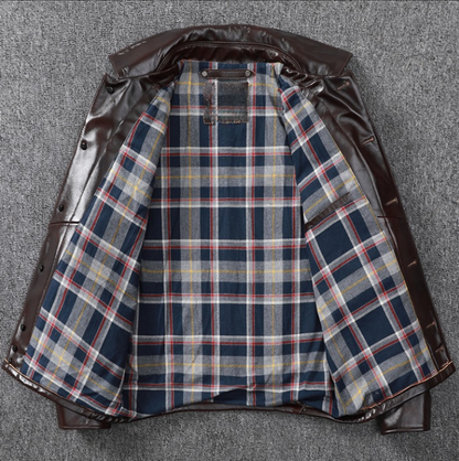 Men’s Genuine Leather Aviator Jacket Wax Finish Flight Style