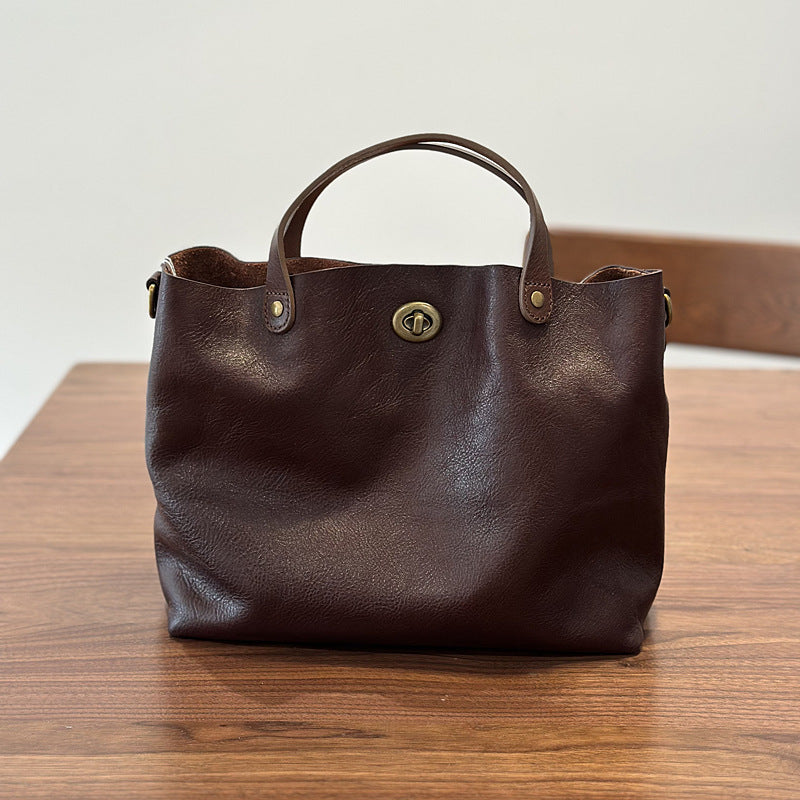 Real Leather Crossbody Office Purse with Strap