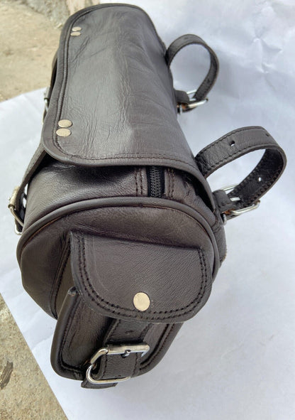 Black Leather Sports Motorcycle Saddlebag Pannier