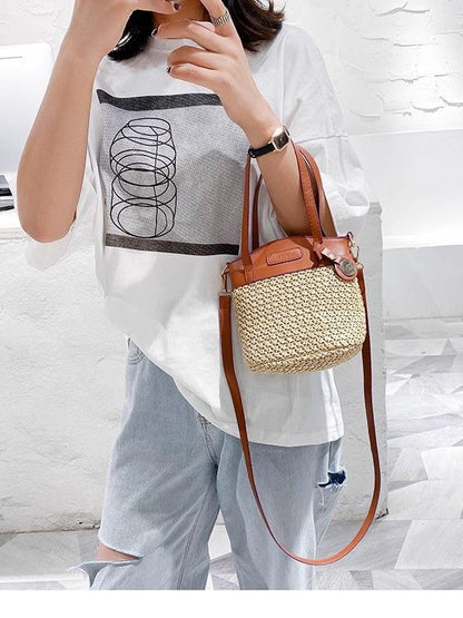 summer beach vacation straw crossbody bag