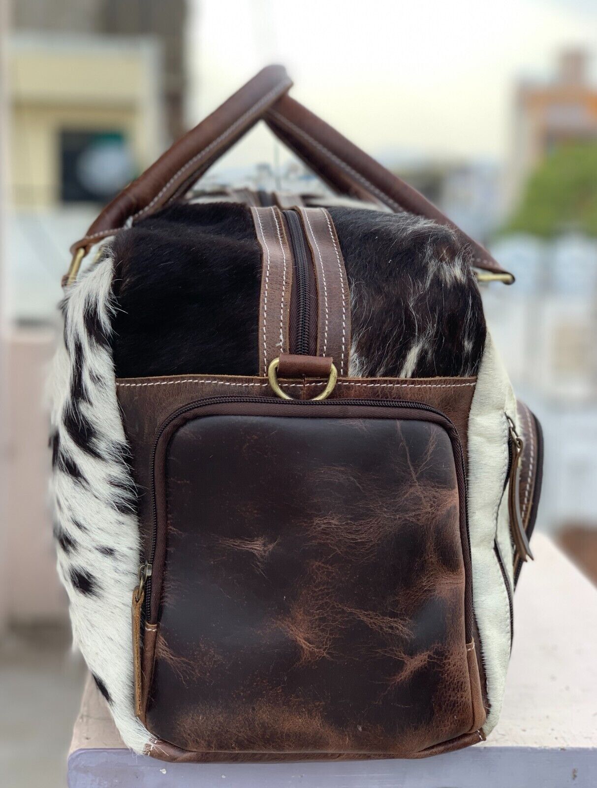 Hair on Cowhide Travel Duffel Bag